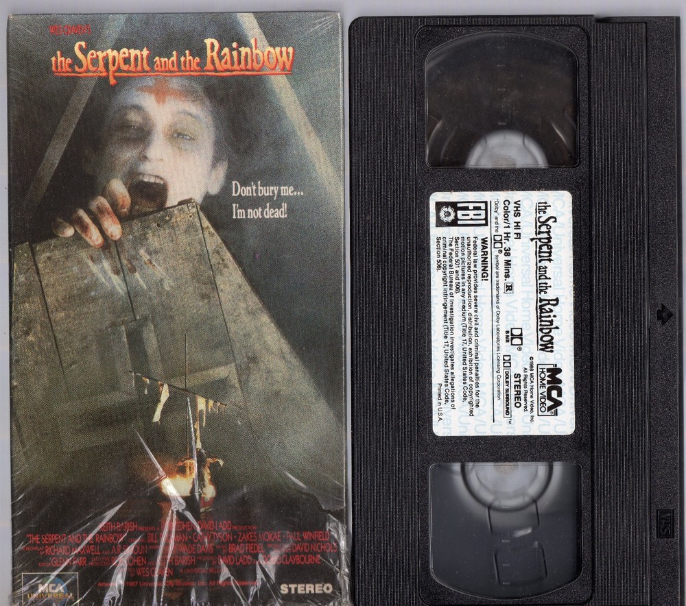 The Serpent and the Rainbow 1990 VHS Wes Craven Horror Cult Film Collectible