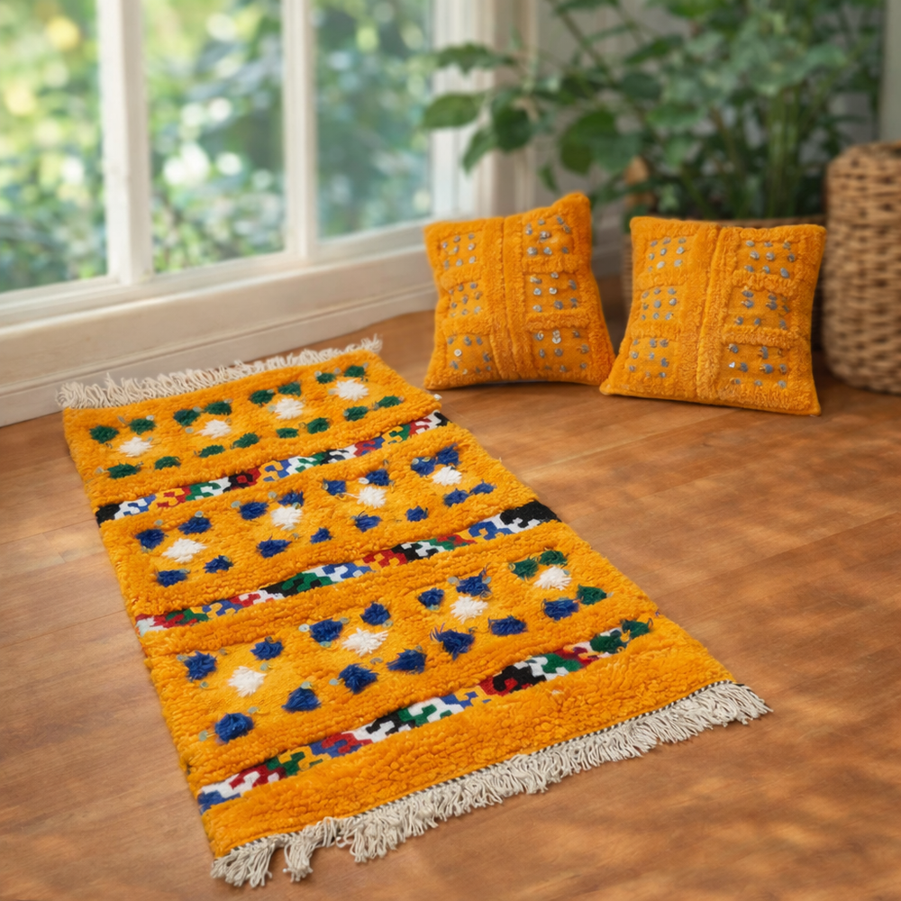 Handmade Moroccan Runner Rug 112x53 cm Traditional Hallway Rug Free Shipping