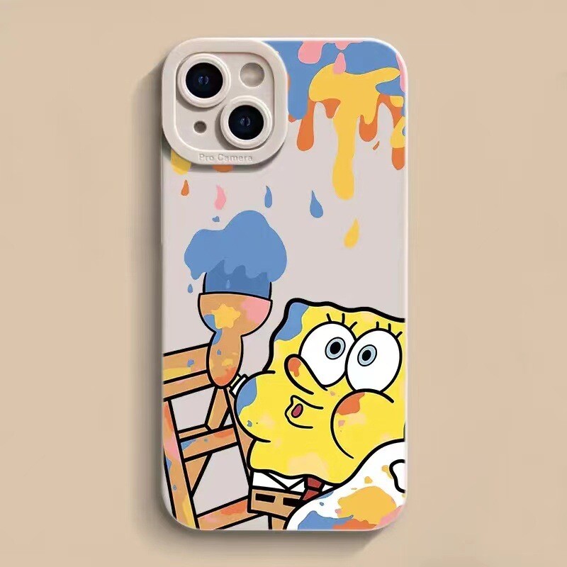 Phone Case For iPhone 15 Pro Max 14 13 12 11 SpongBobs Graffiti Yellow case