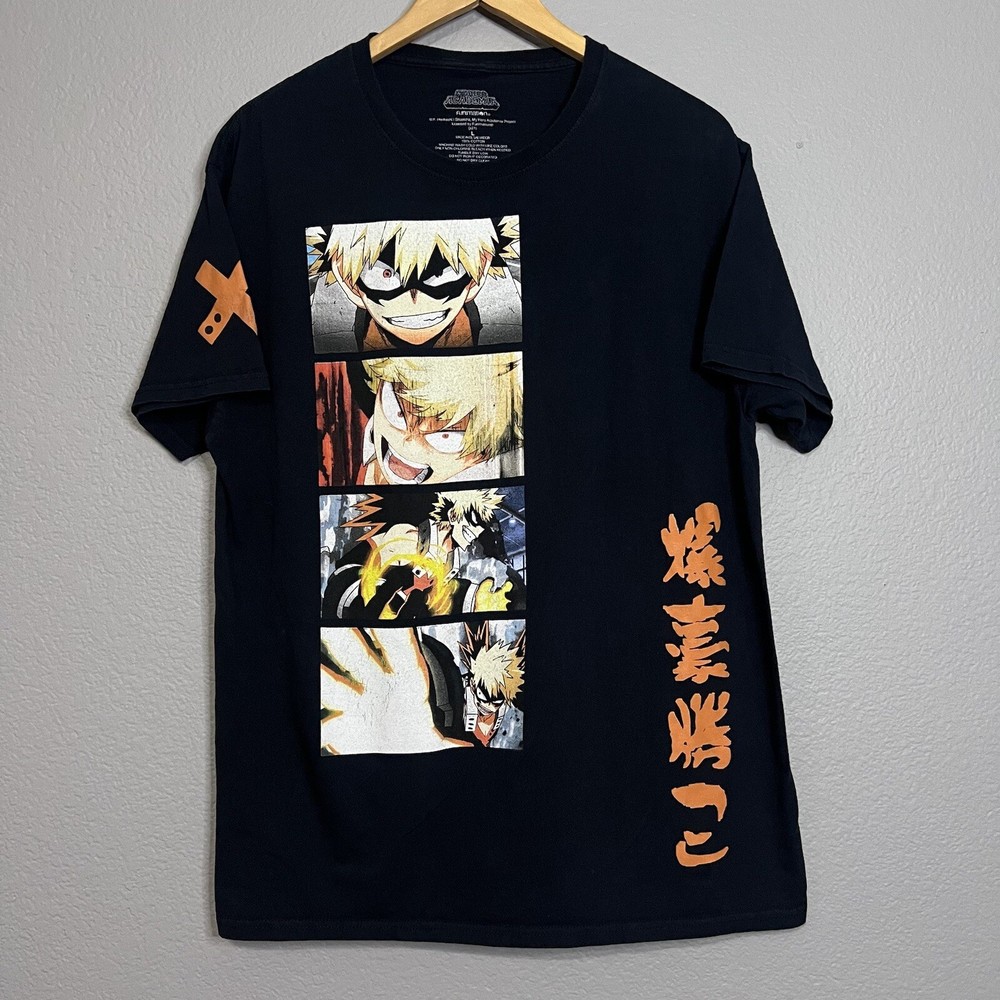 My Hero Academia Shirt Men's XL Black Katsuku Bakugo Anime Graphic Short Sleeve