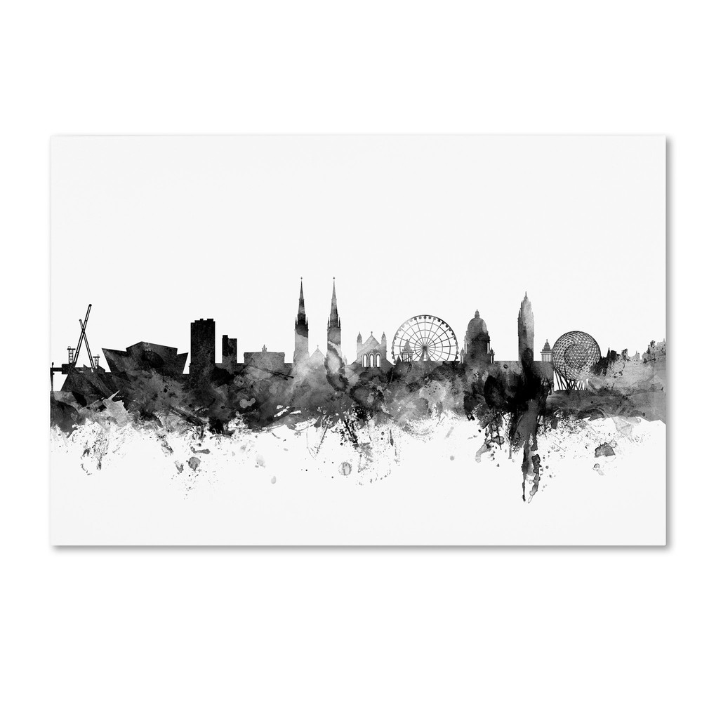 MT1027-C3047GG Belfast N. Ireland Skyline B&W by Michael Tompsett, 30x47-Inch...