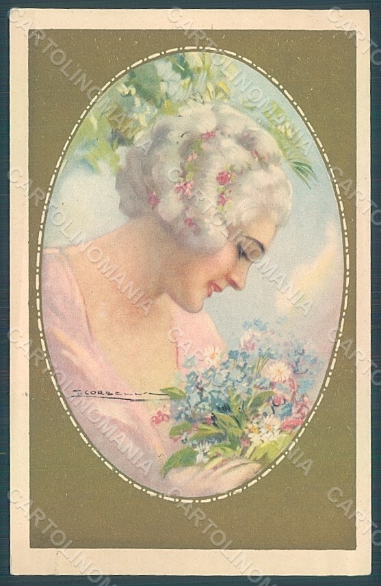 Artist Signed Corbella Glamour Flowers Lady Degami serie 2287 postcard HR2763