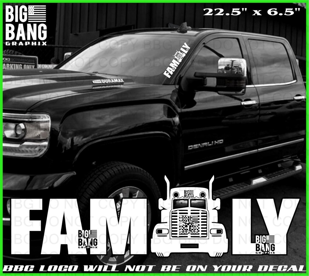 Love My TRUCKER Family Vinyl Sticker for Car Window Semi Truck Mom Dad