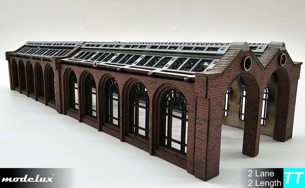 Modelux TT GAUGE 'Cheltenham' 2 Lane Double Length Engine Shed Kit