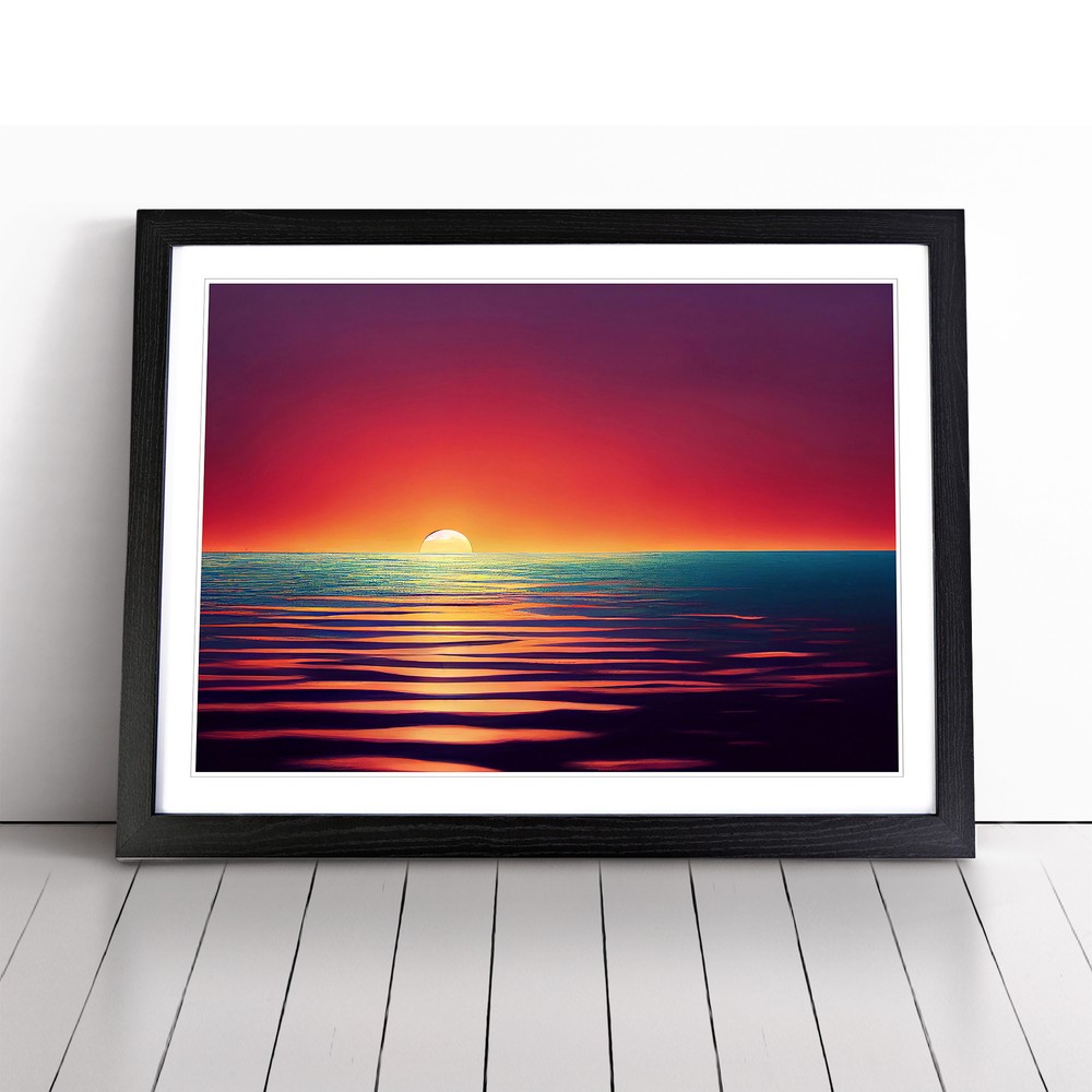 Mysterious Ocean Sunset Wall Art Print Framed Canvas Picture Poster Decor