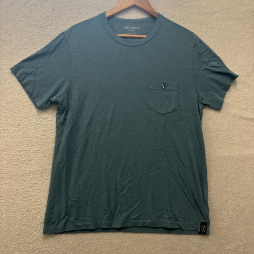 Todd Snyder Shirt Mens Medium Teal Blue Homespun Jersey Slub Cotton Pocket Tee