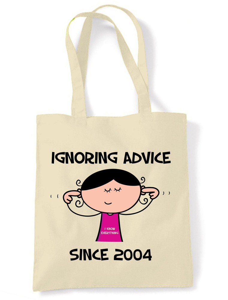 Ignoring Advice Since 2004 21st Birthday Tote Bag, TOTE BAG