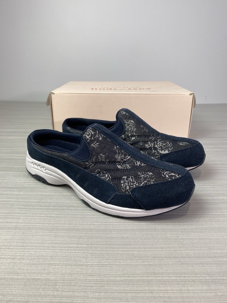 Easy Spirit Travel Time Clog Slip-On Shoe Navy Floral Women's - Size 10 M