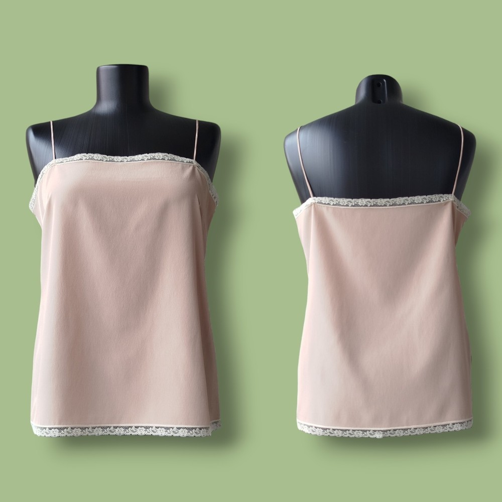 MIU MIU Top Camisole Lace Powder Pink Nude 100% Silk Slip Cami 2017 Size 42/S