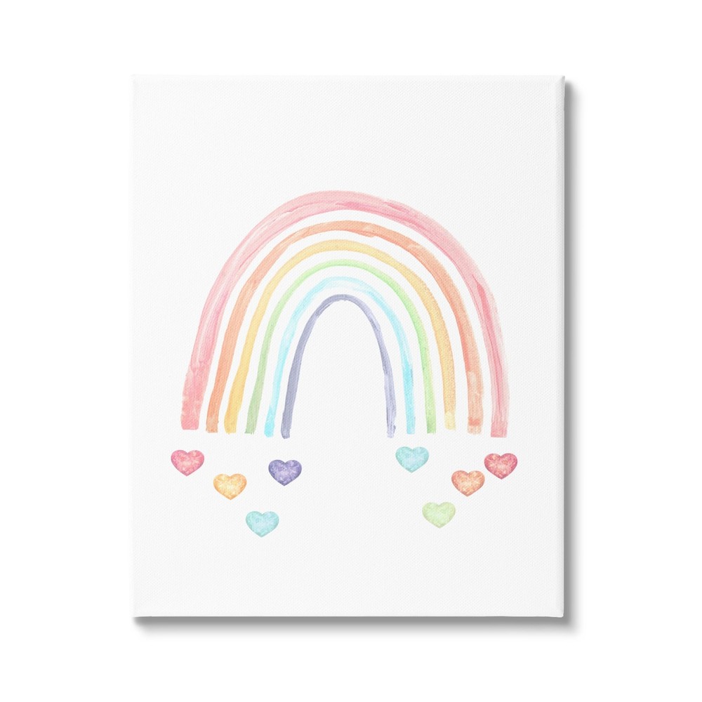 Rainbow with Falling Hearts Canvas Wall Art by Lil' Rue