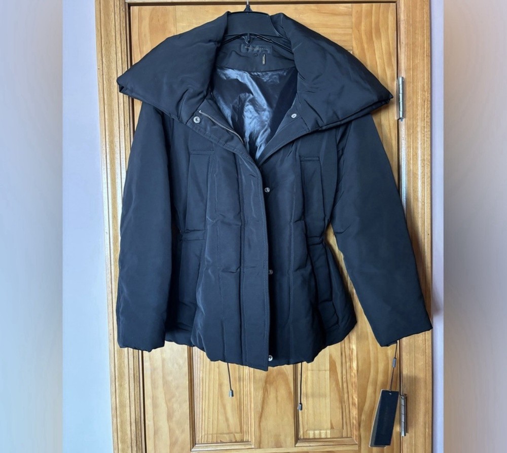 NWT Donna Karan Black Puffer Jacket Women's Size Small