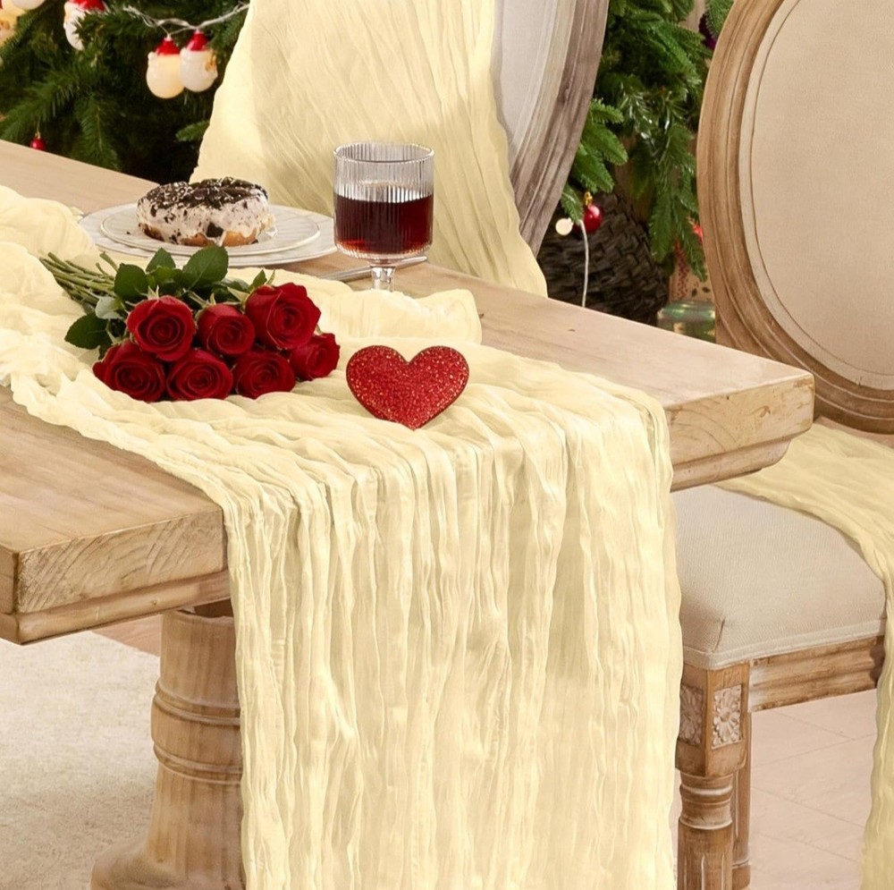 6 Pack Cheesecloth Table Runner 120 Inch Boho Rustic Gauze 10 FT Beige Cheese...