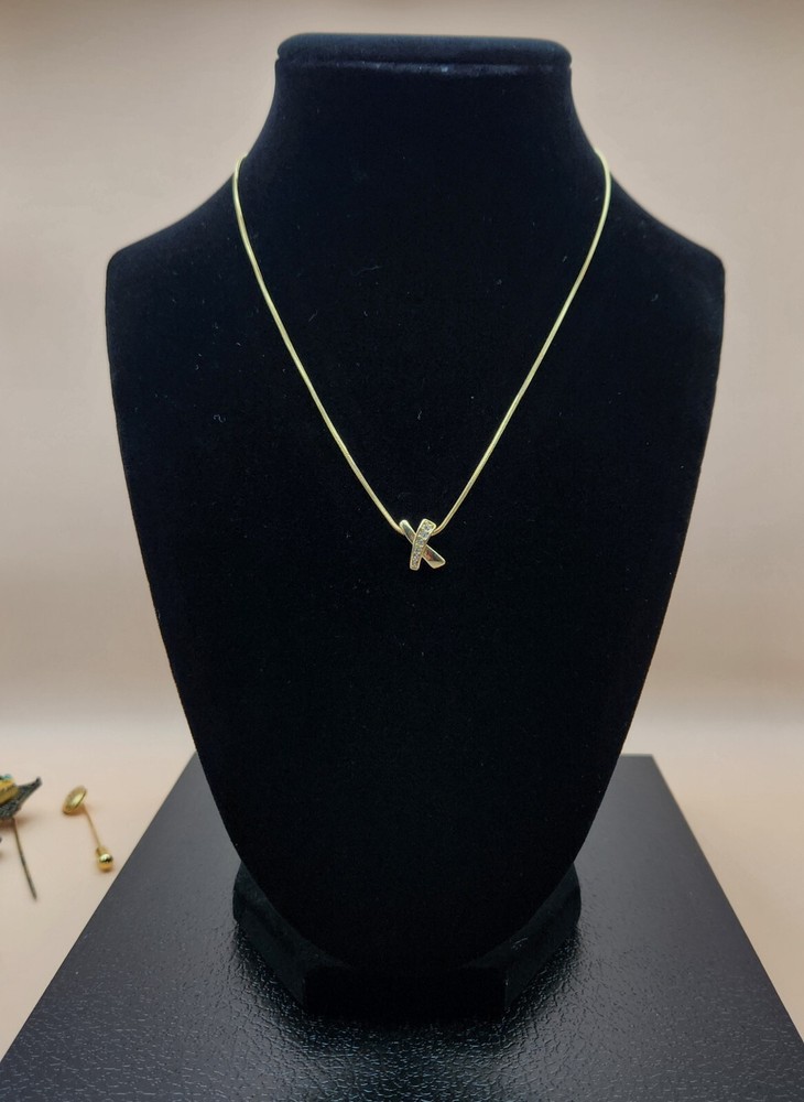 Napier Dainty Vintage Gold Tone Necklace With Rhinestone 