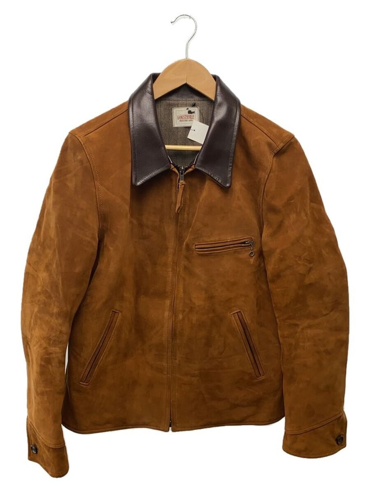 Gangsterville Brown Horse Leather Blouson Jacket Plain 437 Size L