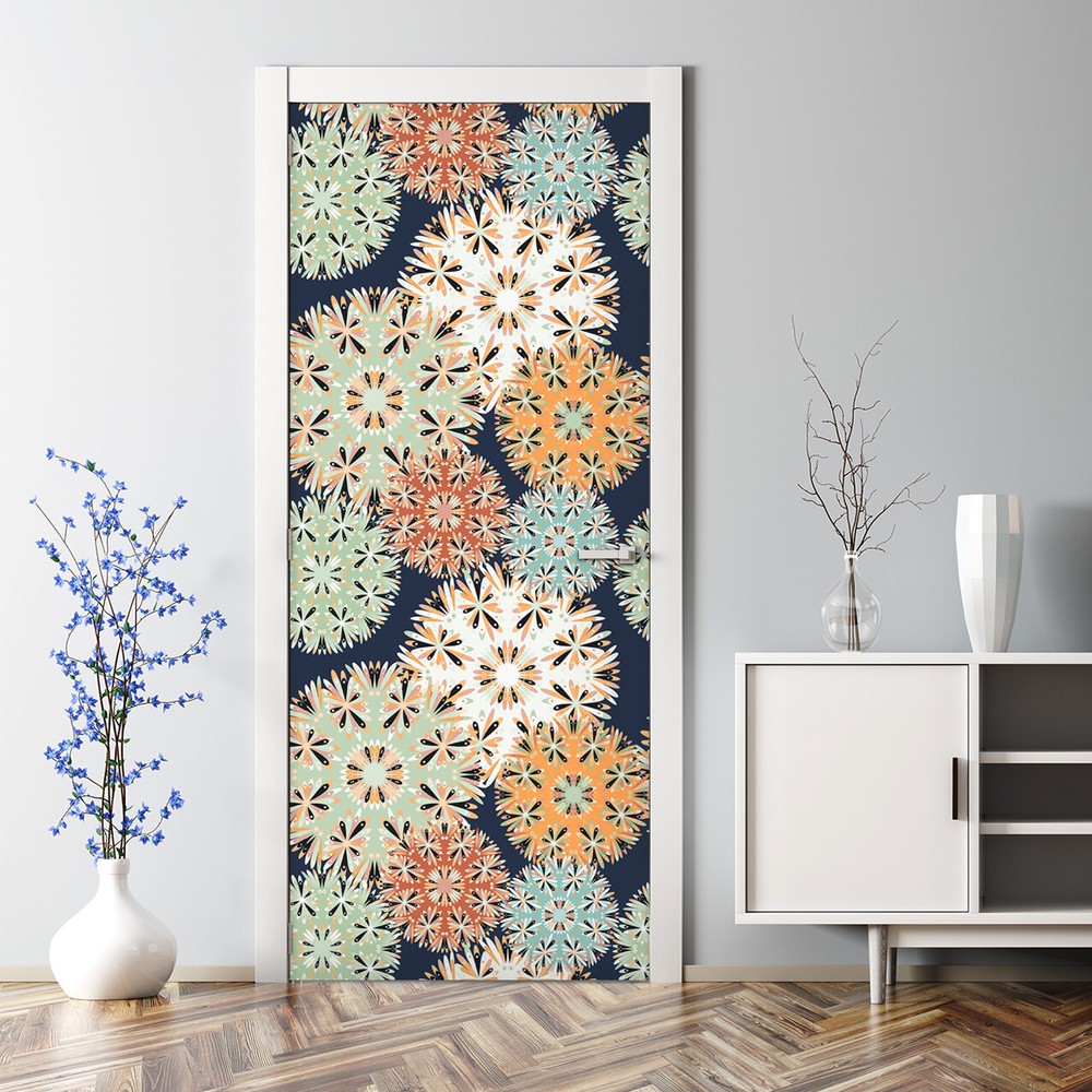 Colorful green orange self-adhesive door decal decorative elements