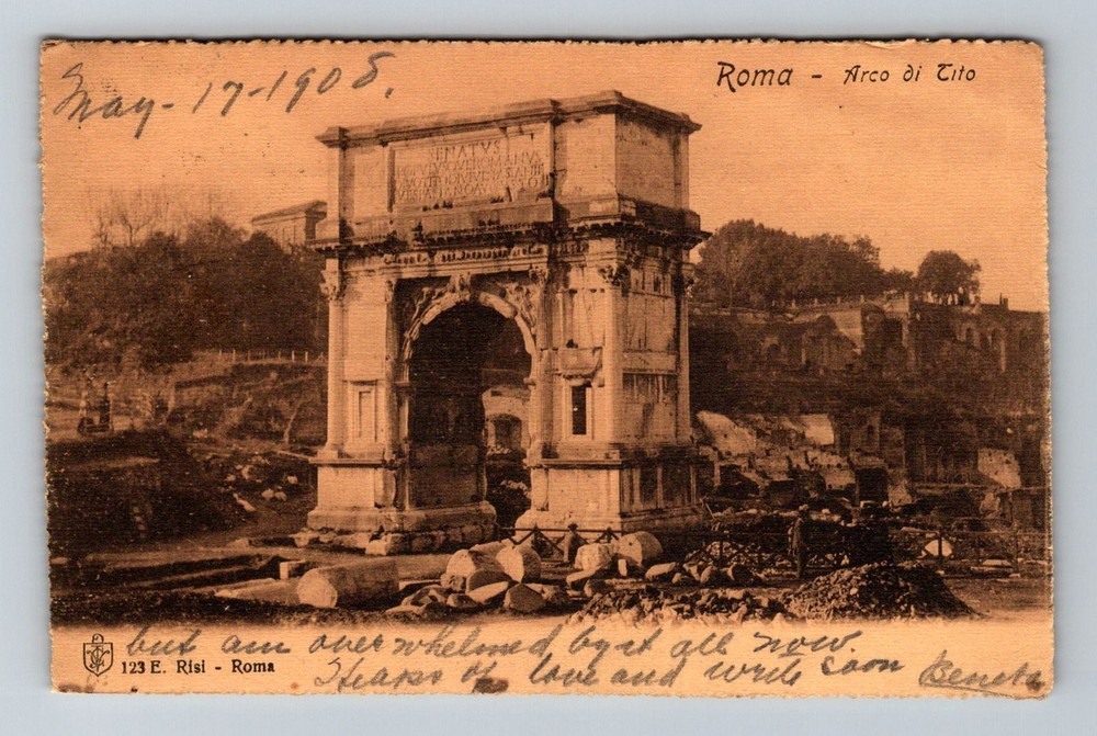 Italy- Rome Ancient Arch Of Titus Monument Old Post View Vintage c1908 Postcard