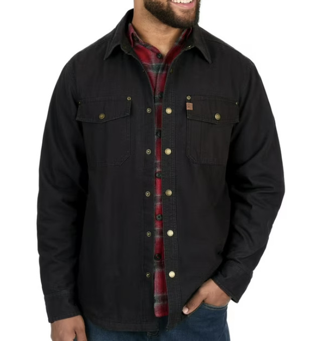 Jacket Shirt Black Fleece Lined Canvas Soft Men's S By Coleman MSRP 100.00