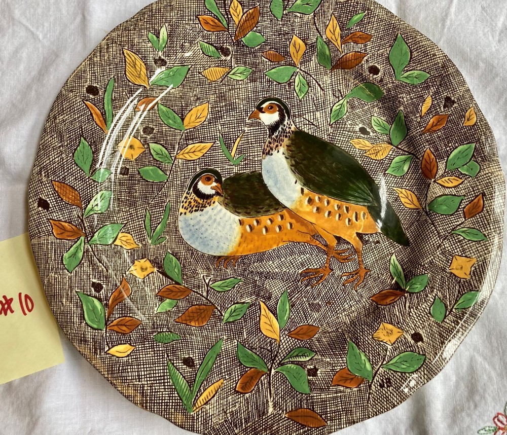 Vintage Gien Rambouillet Plate PARTRIDGE French Faience Hunting Scene 10