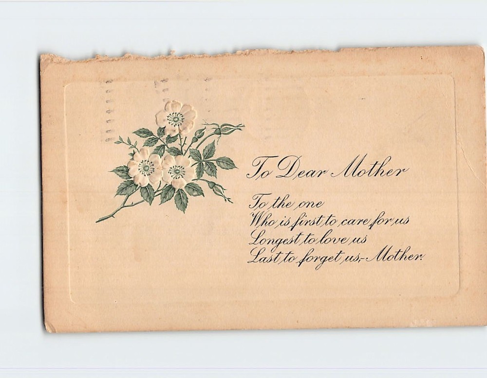 Postcard Embossed Floral Art Print Mother Greeting Card