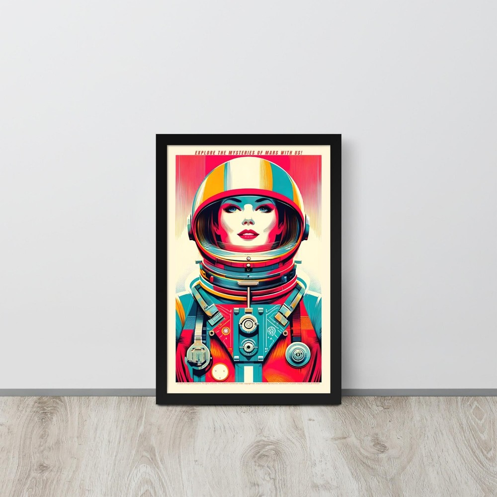 Retro Space Art Poster - Vintage Martian Women Wall Decor