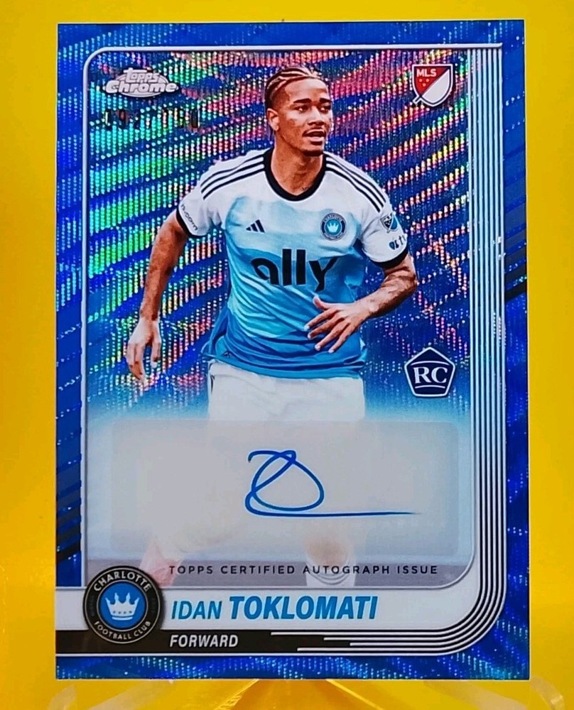 2025 Topps Chrome MLS Idan Toklomati RC BLUE Wave Auto /150 Charlotte FC