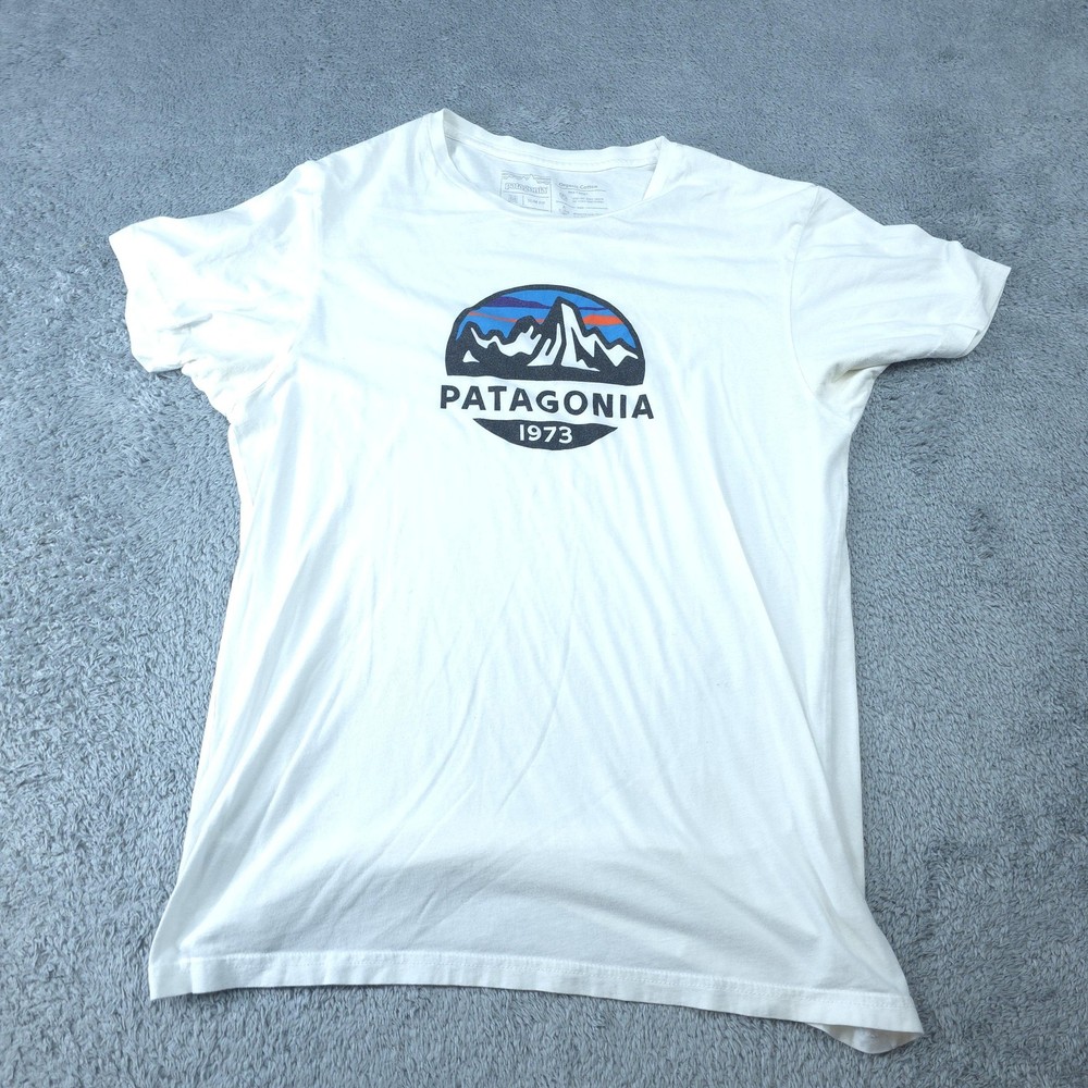 Patagonia Shirt Mens Medium Organic Cotton 1973 Logo Graphic Slim Fit Made USA