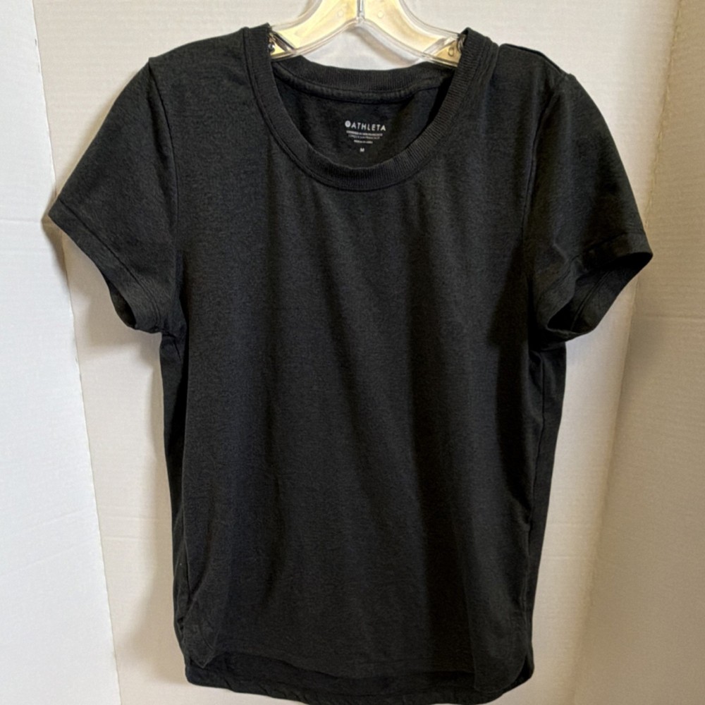 Athleta Women's Black Crew Neck Short Sleeve T-Shirt M Knit Casual