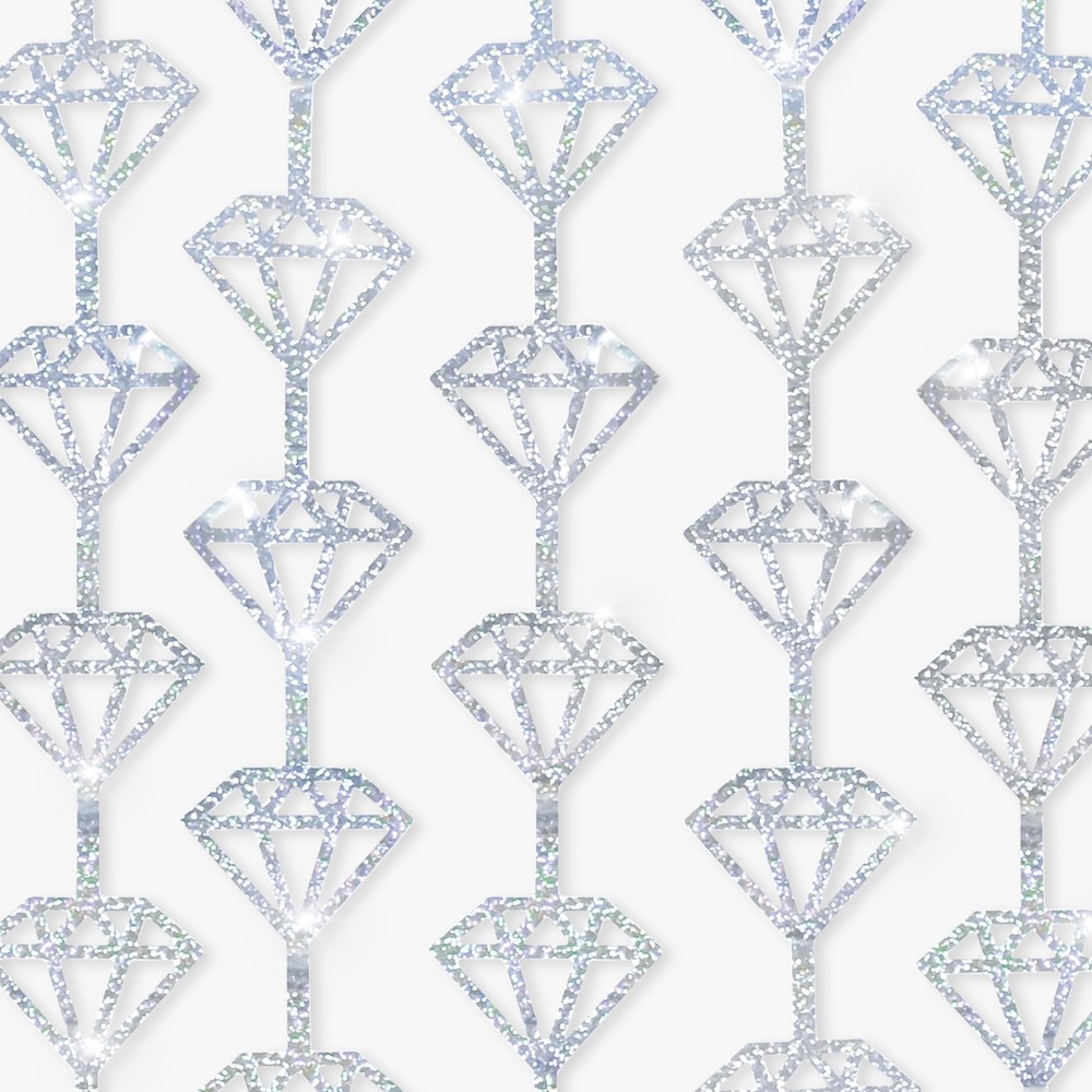 KatchOn Holographic Silver Foil Diamond Curtains - 3.4x6.5 Feet Pack of 2 | D...