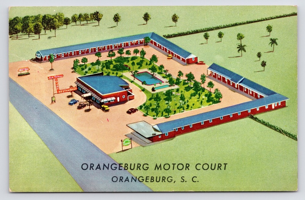 1950s Orangeburg Motor Court Roadside Restaurant South Carolina SC VTG Postcard