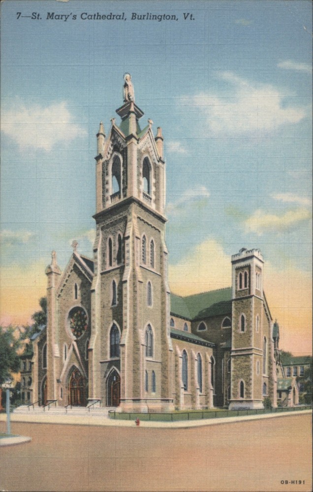 Burlington, Vermont VT St. Mary's Cathedral Original Vintage Postcard