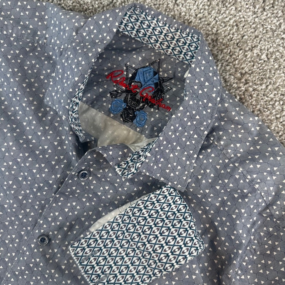Robert Graham Classic Fit Shirt Mens Medium Geometric Stretch Casual Preppy