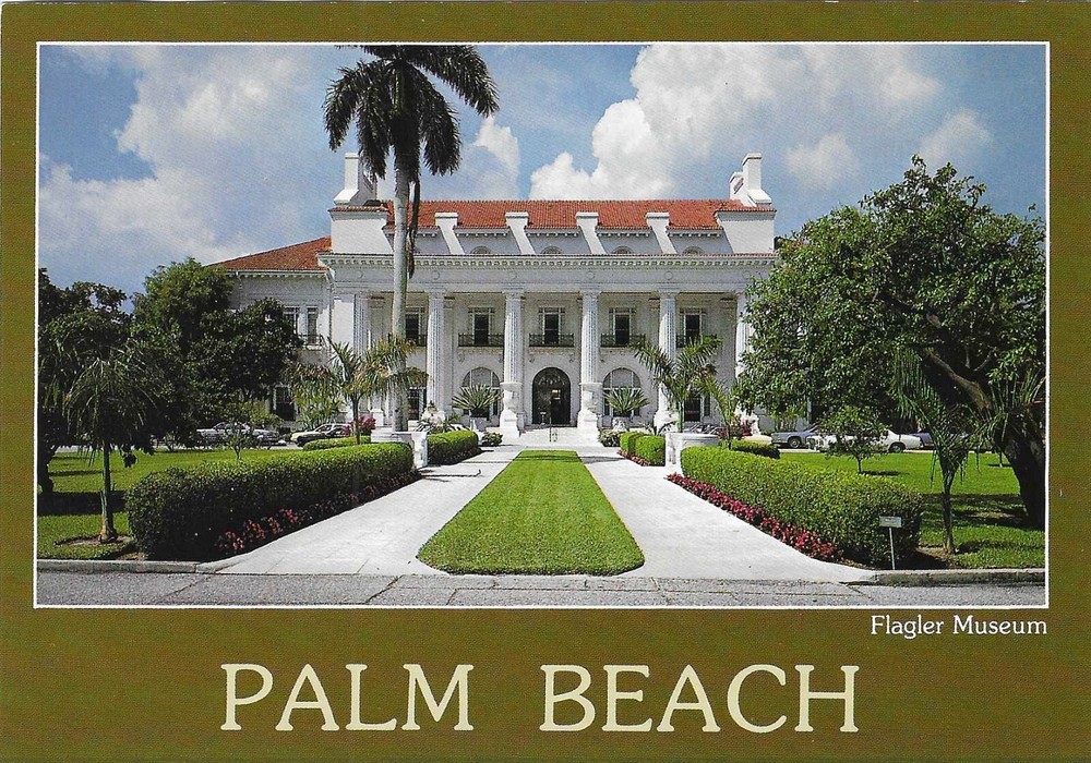 Vintage Florida Chrome Postcard Palm Beach Henry Flagler Museum Whitehall
