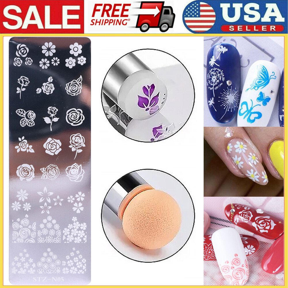 US Nail Art Stamping Plate Image Christmas Flower Butterfly Rose Image 12*4cm
