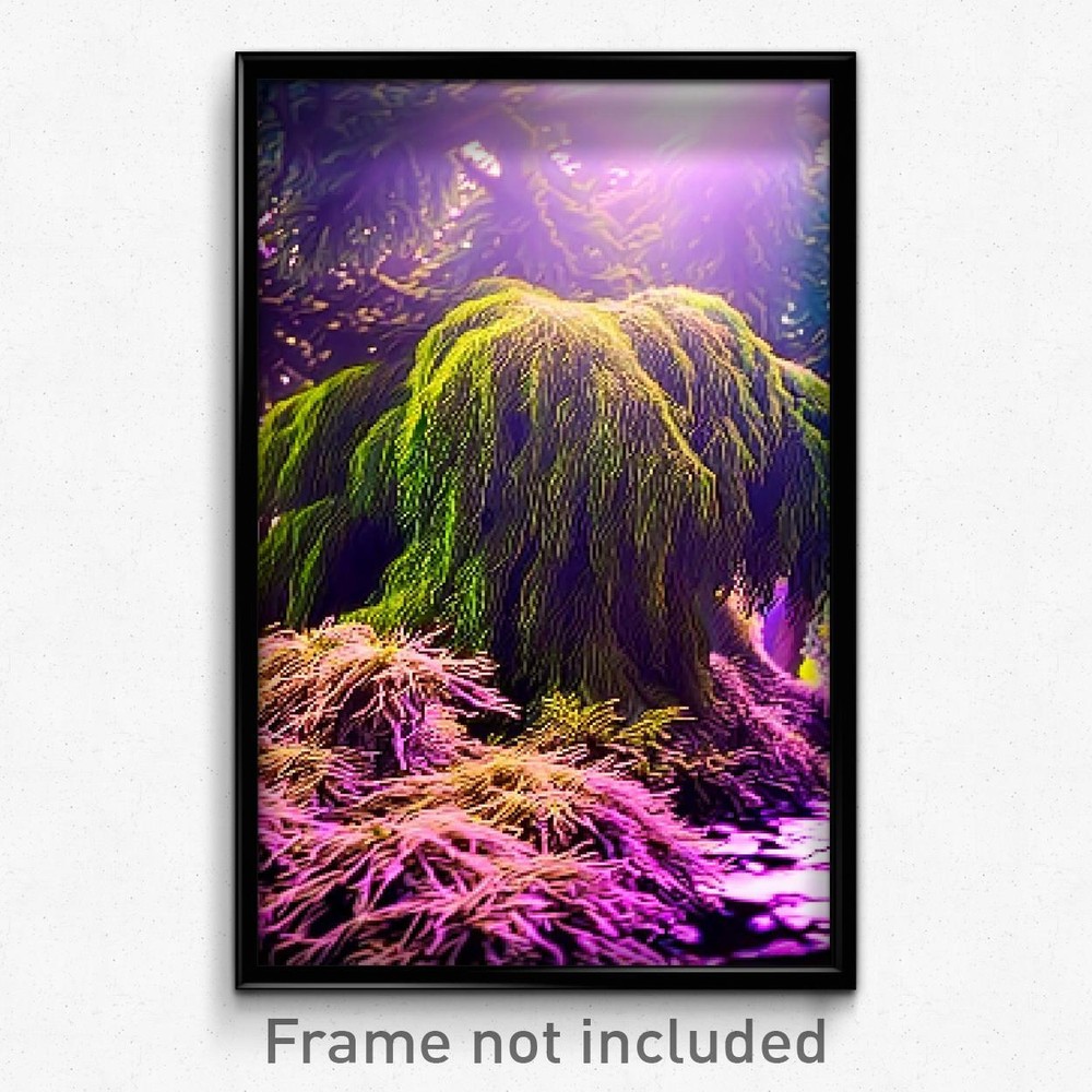 Pixel Art Poster - Cavernous Bush (8 Bit Psychedelic Trippy Video Game Print)
