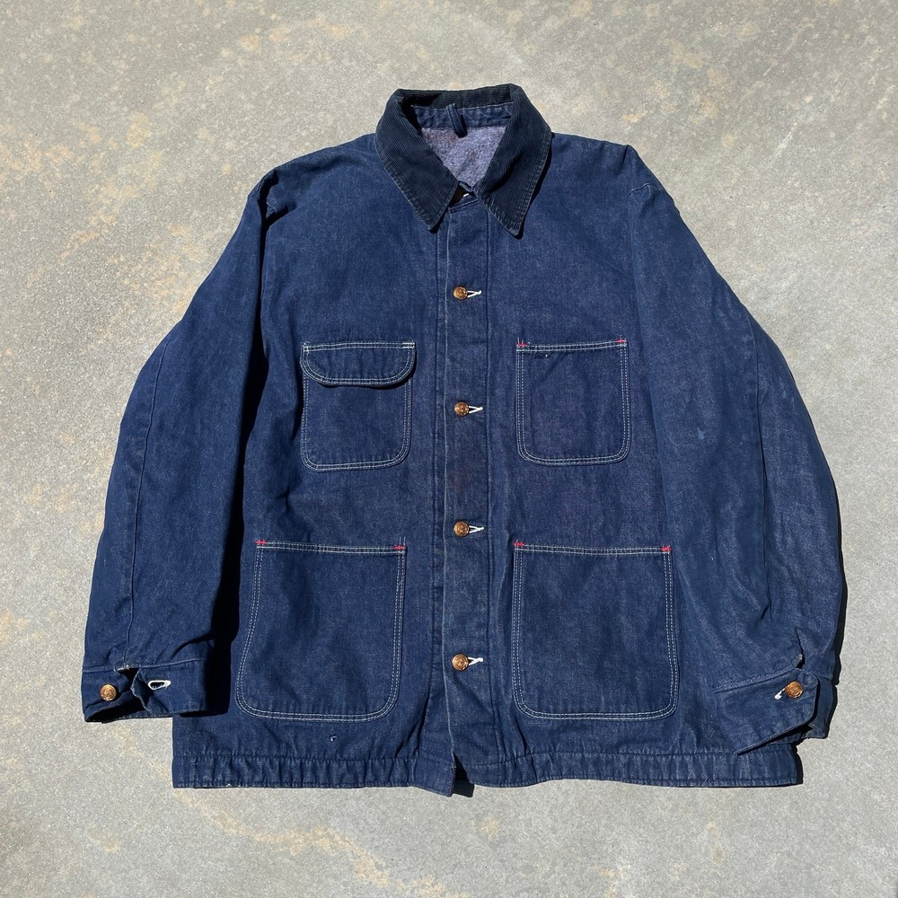 Vintage 70s wrangler rug lined Indigo Chore Jacket Mens Workwear Utility Coat