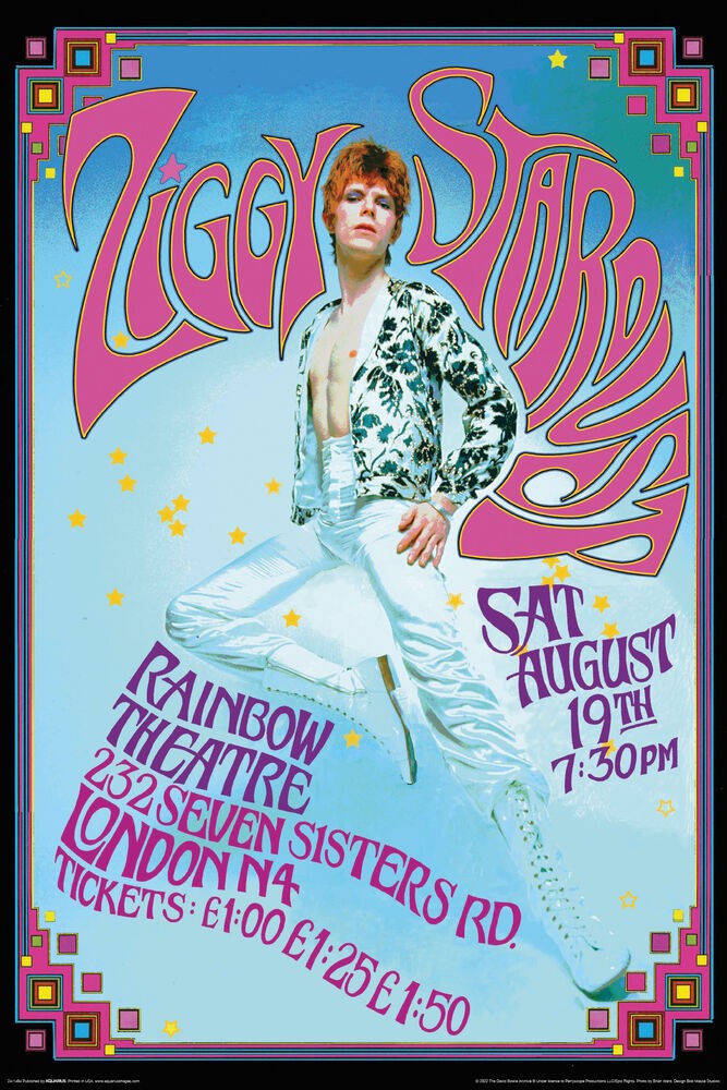 Poster Studio B - David Bowie Ziggy Stardust Live Classic Music Band 24x36