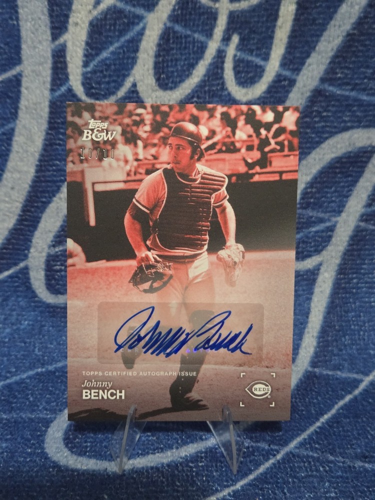 2025 Topps Black & White Johnny Bench Autograph /10  Reds