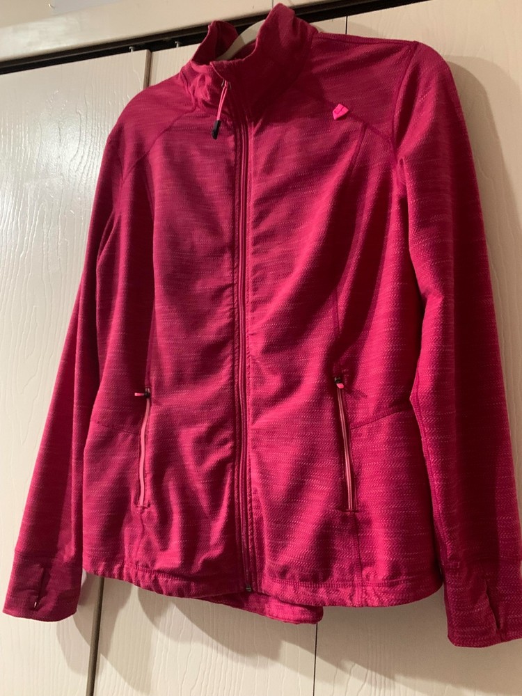Tangerine Womens Long Sleeve Full Zip Athletic Jacket Dark Pink Zip Pockets XL