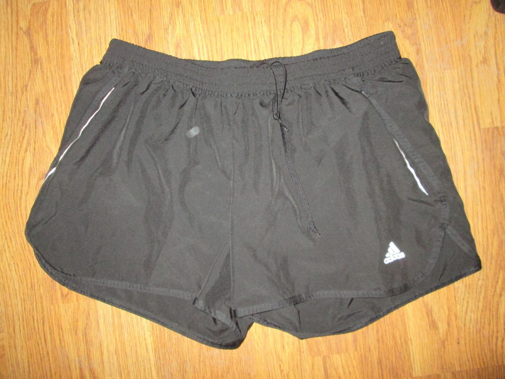 Womens ADIDAS CLIMALITE athletic reflective shorts w/ built in liner sz L Lg
