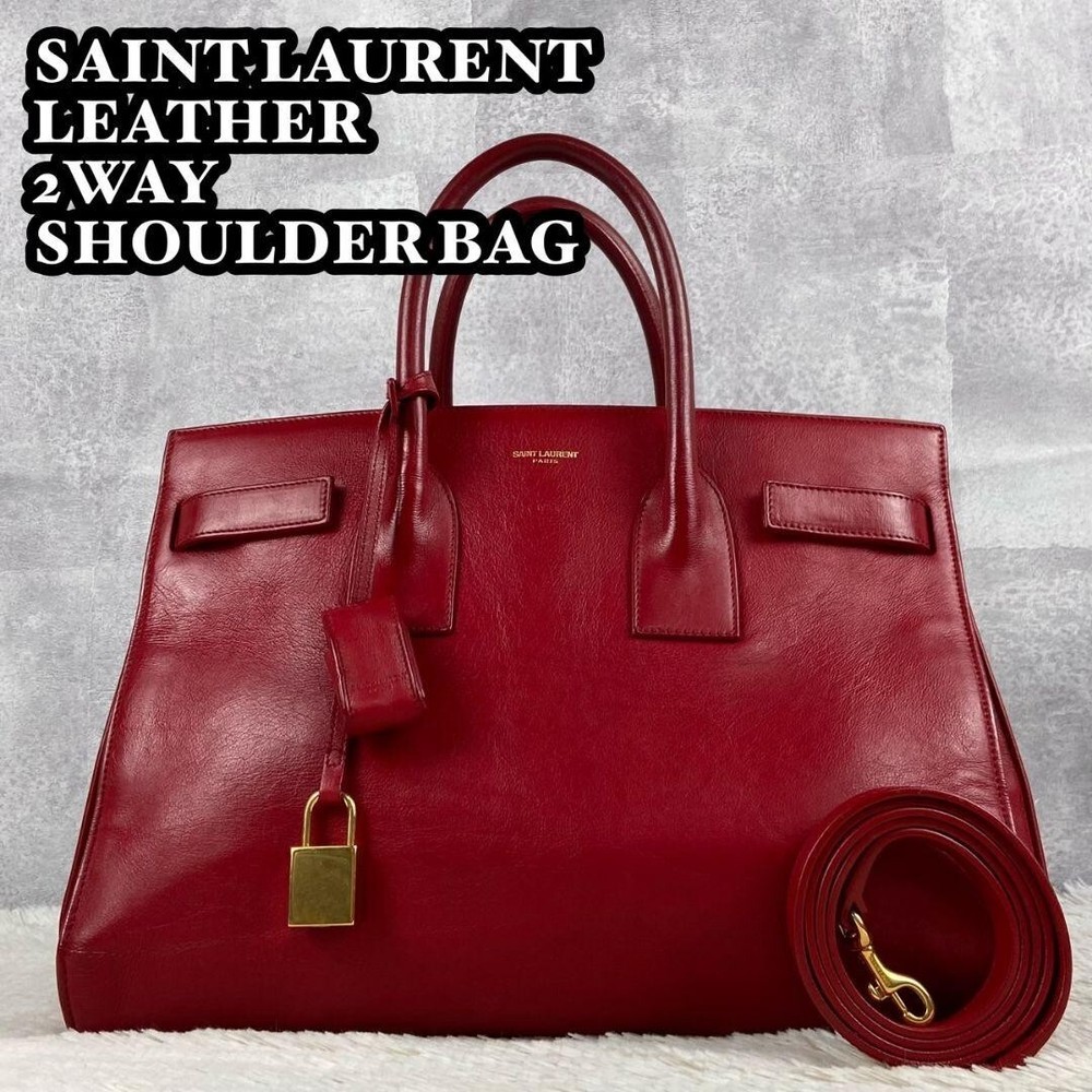Yves Saint Laurent Sac de Jour Red Leather Shoulder Bag with Padlock Preowned  