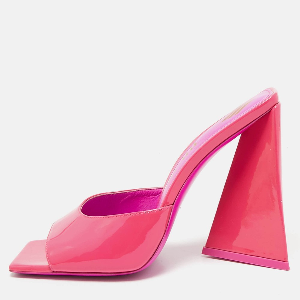 The Attico Fuchsia Pink Patent Leather Devon Slide Sandals Size 39