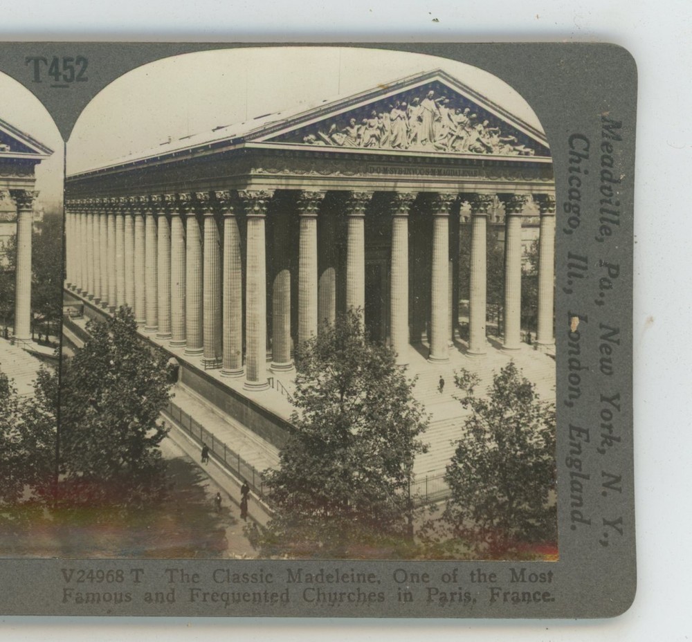 Classic Madeleine Famous Church Paris France Keystone Stereoview
