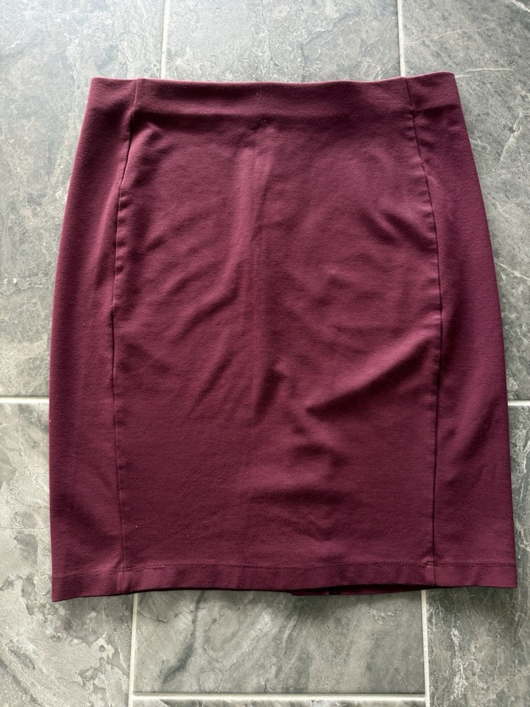 Red Burgundy Pencil Skirt Straight Skirt Workwear Career Jersey Stretch Size XL