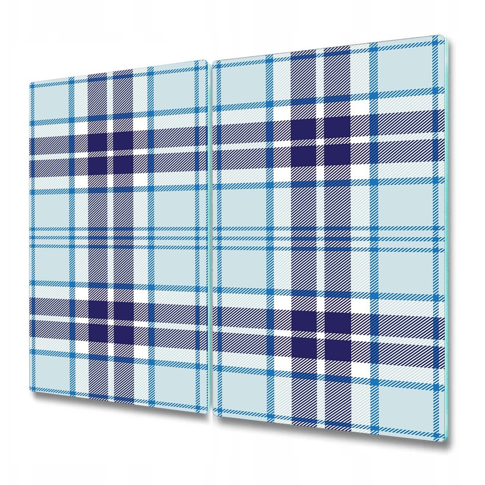 Glass Chopping Cutting Serving Board Worktop Saver Tartan plaid blue 2x30x52