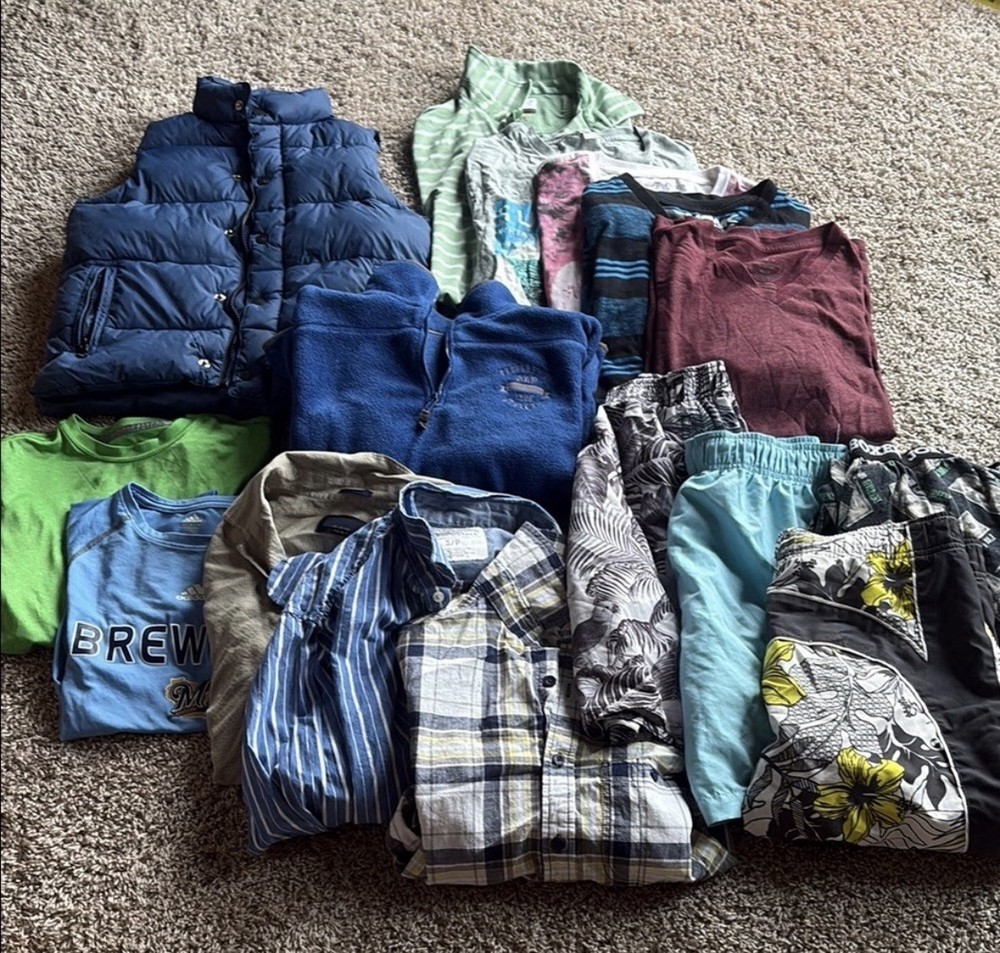 Boy’s Clothing Bundle Lot Of 16 Includes Shirts, Vest, Long Sleeves Size Small