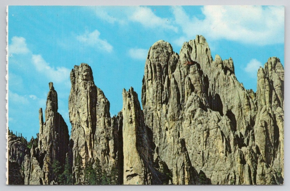 Cathedral Spires Needles Drive Black Hills South Dakota Chrome Postcard