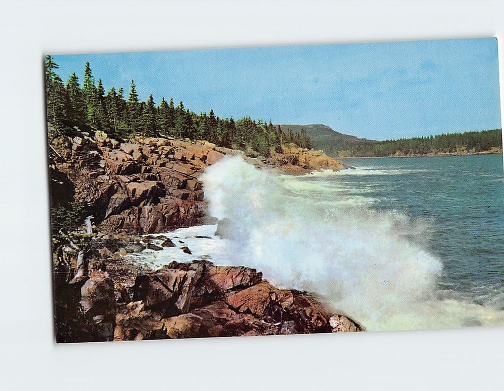 Postcard Surf Along Ocean Drive Acadia National Park Bar Harbor Maine USA-image