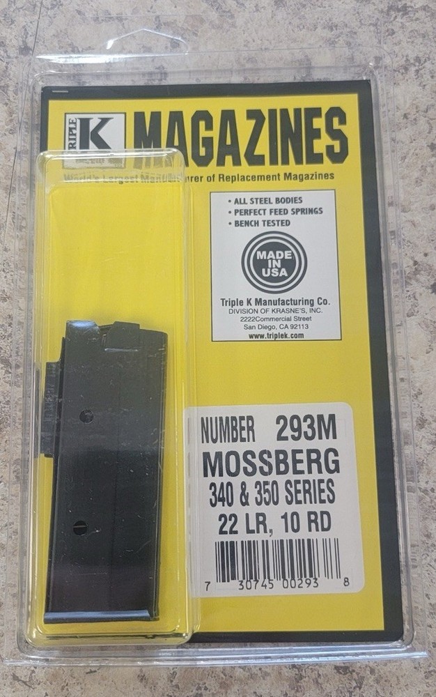 Mossberg 22 LR 10 rd Triple K Magazine 293M 340, 250C, 342, 341, 342, 350, 353