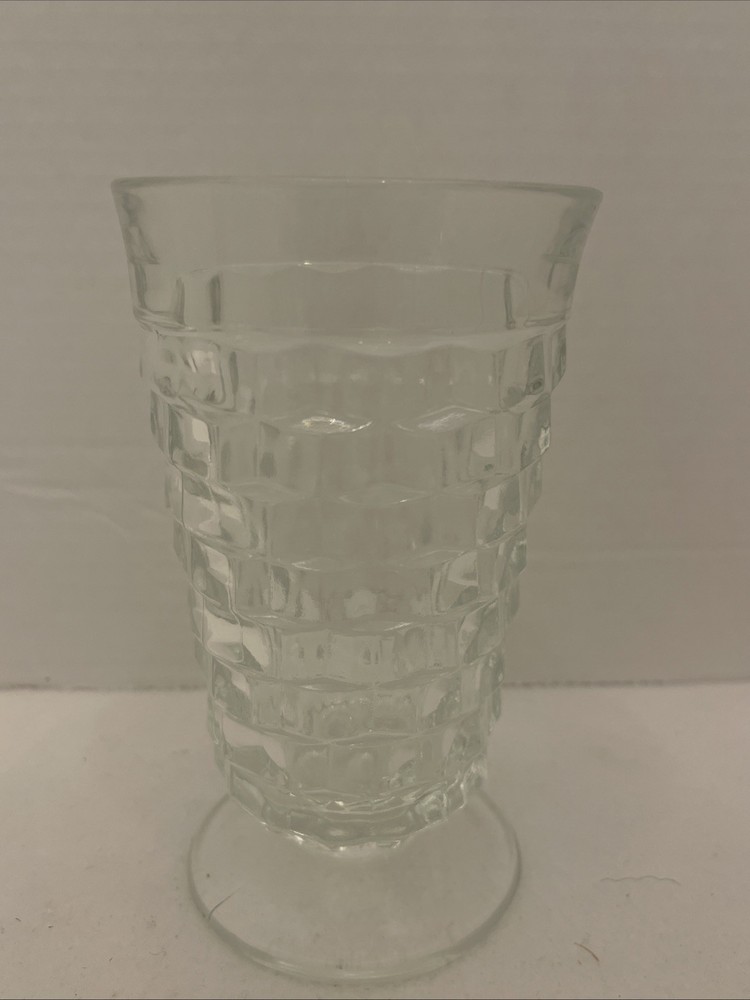 Vintage Indiana Whitehall Colony Cubist Clear Footed Glass Iced Tea Glass 6”
