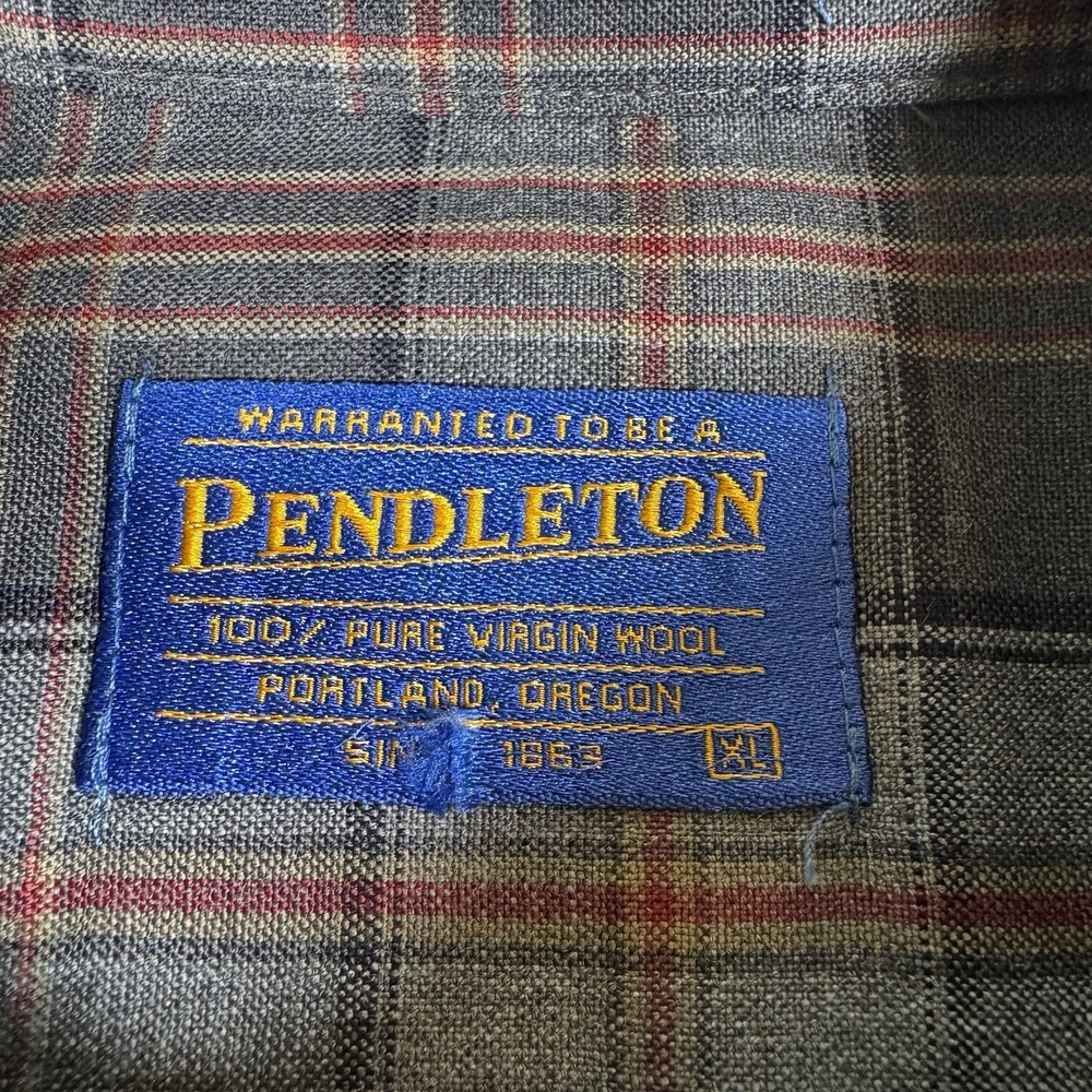 Pendleton Sir Pendleton Wool Shirt Mens XL Gray Plaid Button Down Long Sleeve